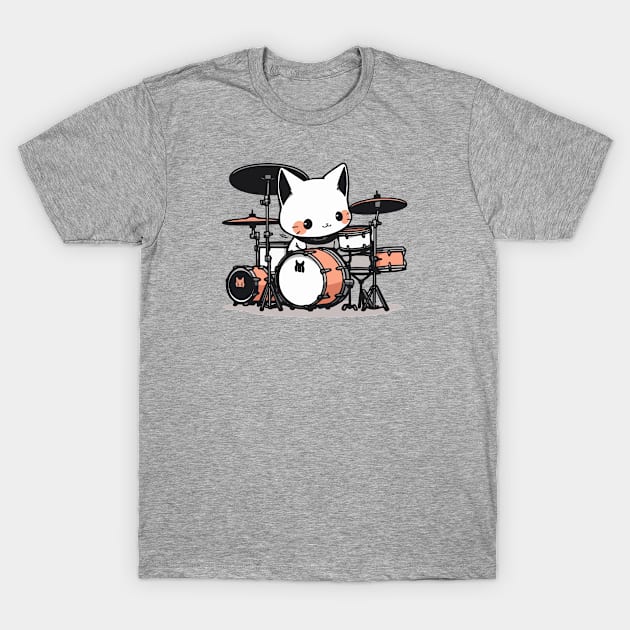 White cat, drum soul T-Shirt by etherElric